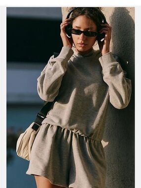 Free People | FP Movement Such A Flirt Hooded Romper Gray nwot